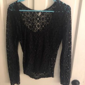 Free People Black Mesh Shirt